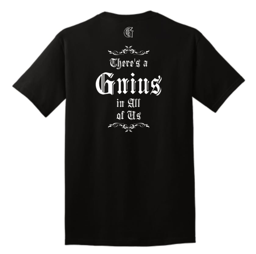 Ol English Tee from shopgnius, showing a casual white cotton T-shirt with a classic crew neck and short sleeves.