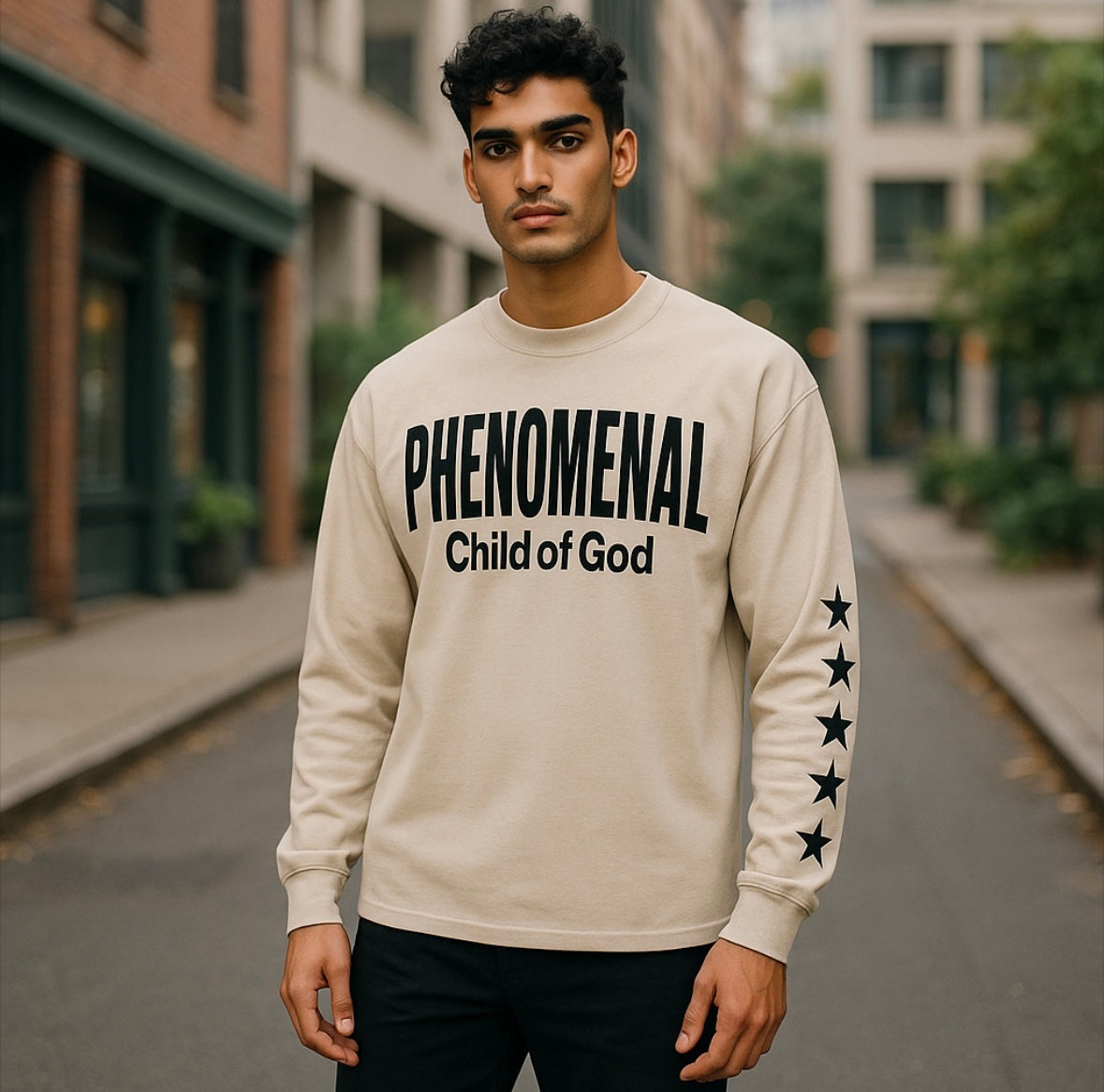 Black Phenomenal Tee by shopgnius featuring a comfortable fit and stylish design, displayed on a plain background.